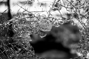 broken glass wall